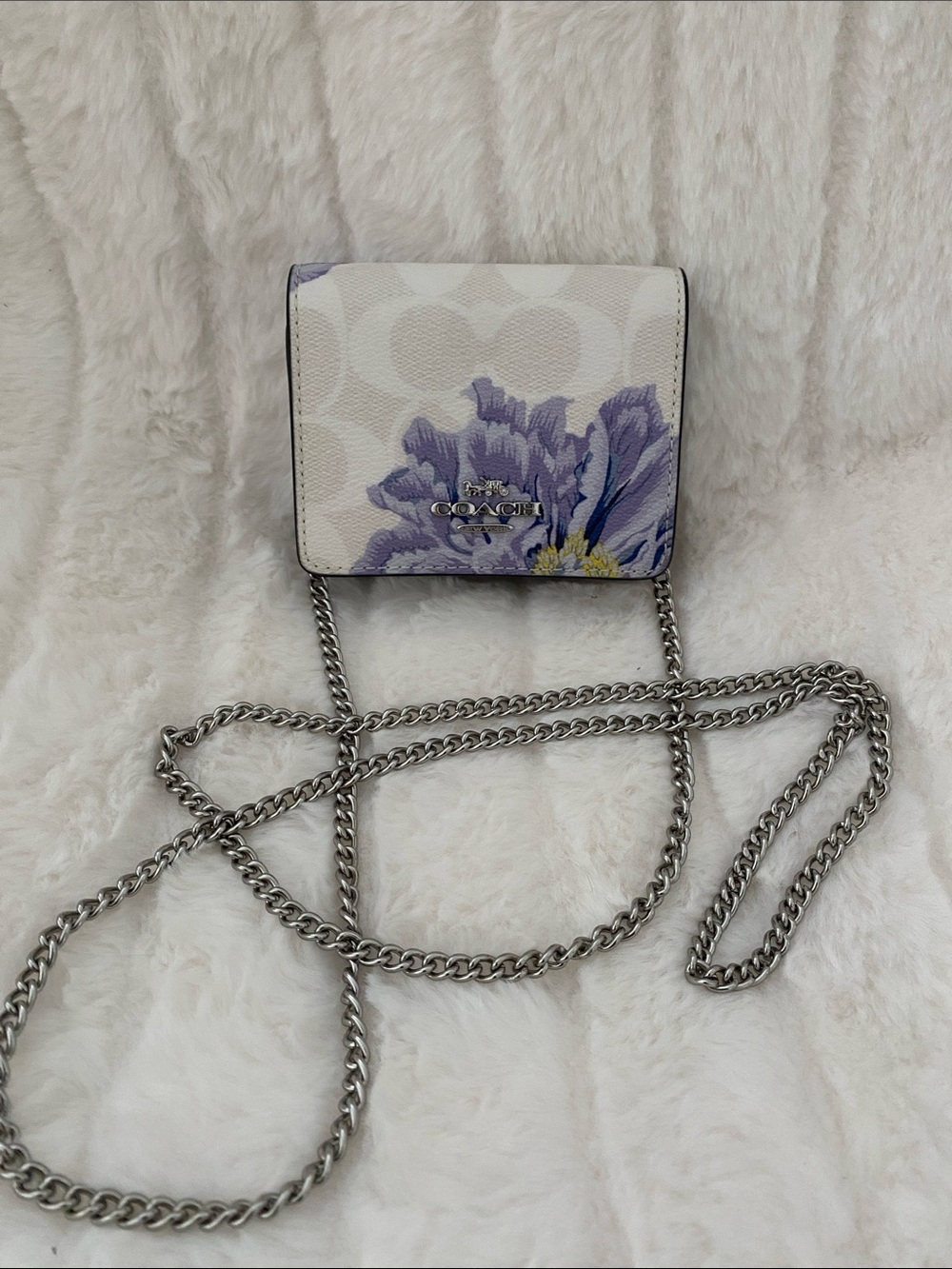 Coach Mini Wallet on a Chain in Signature Canvas w/ Kaffe Fassett Print